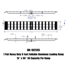 Load image into Gallery viewer, Gen-Y Heavy-Duty 8ft Aluminum Foldable Loading Ramps 15in x 96in 3K Capacity Per Ramp - Pair - Installation View