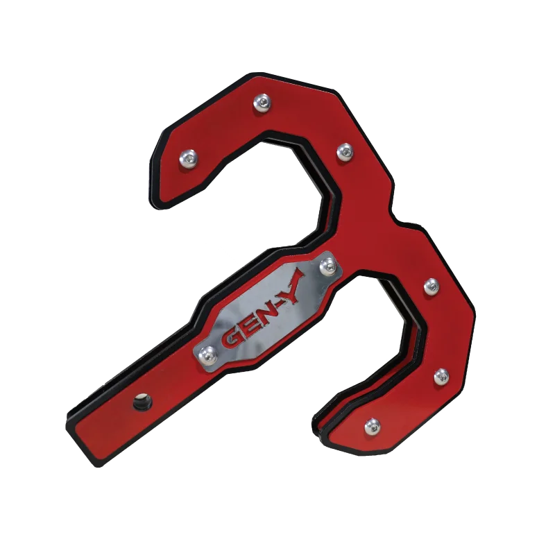 Gen-Y Hulk 2.0 16K Tow Hook 2in Shank - Black/Red - Side View