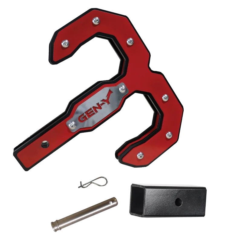 Gen-Y Hulk 2.0 16K Tow Hook 2in Shank w/GH-009 Reducer Sleeve/GH-099 Pin/GH-011 Clip - Black/Red - Main Product View