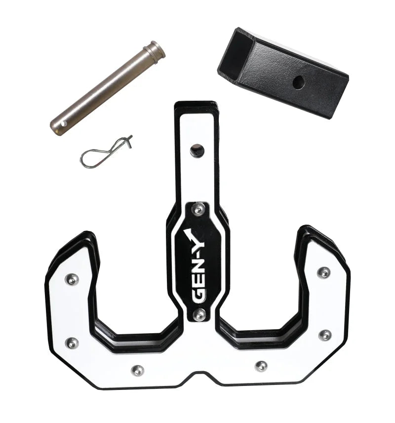 Gen-Y Hulk 2.0 16K Tow Hook 2in Shank w/GH-009 Reducer Sleeve/GH-099 Pin/GH-011 Clip - Black/White - Side View