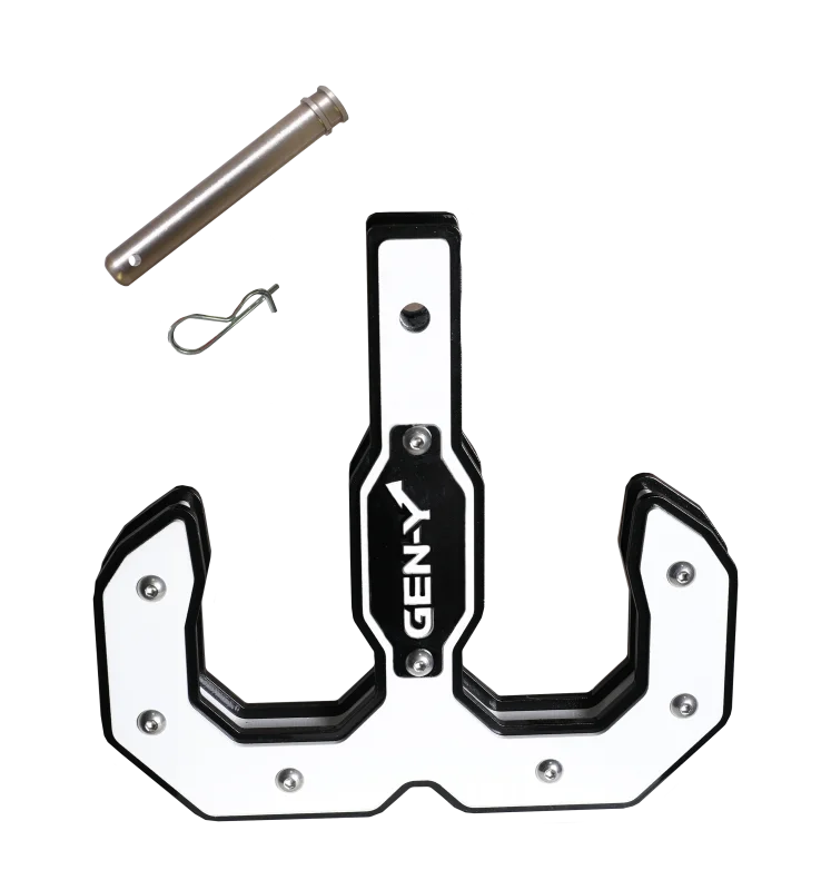 Gen-Y Hulk 2.0 16K Tow Hook 2in Shank w/GH-099 Pin/GH-011 Clip - Black/White - Side View