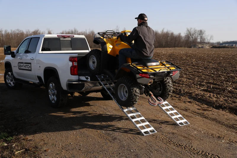 Gen-Y Lightweight 6.5ft Aluminum Loading Ramps 12in x 78in 600lb Capacity Per Ramp - Pair - Side View