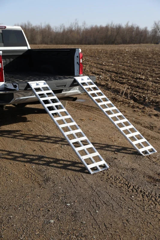 Gen-Y Lightweight 6.5ft Aluminum Loading Ramps 12in x 78in 600lb Capacity Per Ramp - Pair - Back View
