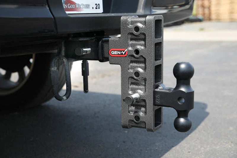 Gen-Y Mega Duty 2.5in Bolt On 9in Drop 3.5K TW 32K Hitch w/GH-0161 Dual-Ball/Pintle Lock - Back View