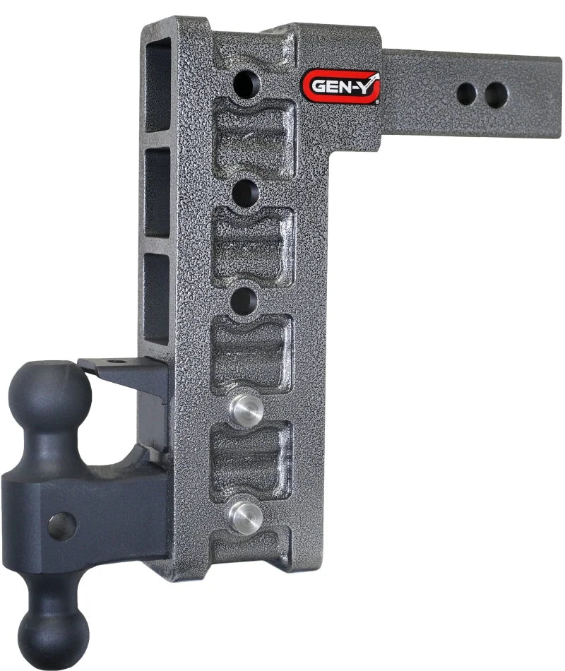 Gen-Y Mega Duty 2.5in Shank 12in Drop 3.5K TW 32K Hitch w/GH-0161 Dual-Ball/Pintle Lock - Side View