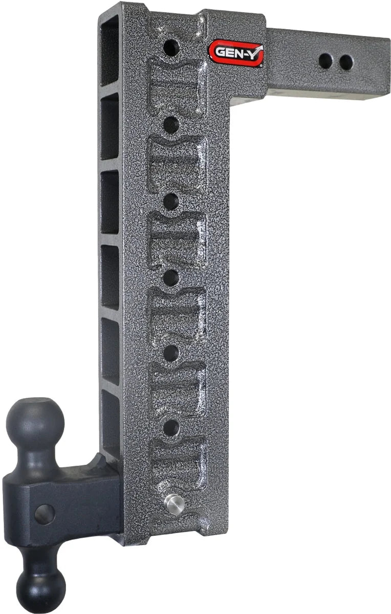 Gen-Y Mega Duty 2.5in Shank 18in Drop 3K TW 21K Hitch w/GH-061 Dual-Ball/GH-0101 Stabilizer Kit - Side View