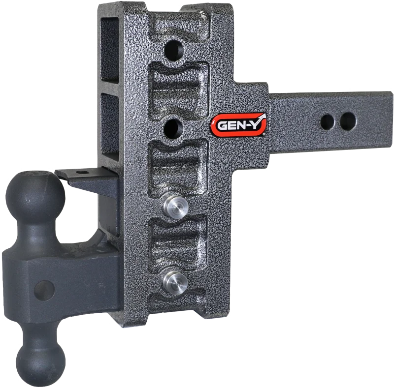 Gen-Y Mega Duty 2.5in Shank 6in Offset Drop 32K Hitch w/GH-0161 Dual-Ball/GH-0162 Pintle Lock - Side View