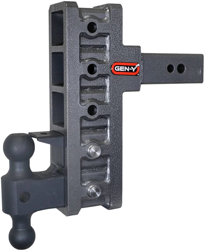 Gen-Y Mega Duty 2.5in Shank 9in Offset Drop 32K Hitch w/GH-0161 Dual-Ball/GH-0162 Pintle Lock - Side View