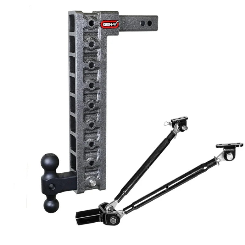 Gen-Y Mega Duty 2in Shank 20in Drop 1.5K TW 10K Hitch w/GH-031 Dual-Ball/GH-0100 Stabilizer Kit - Installation View