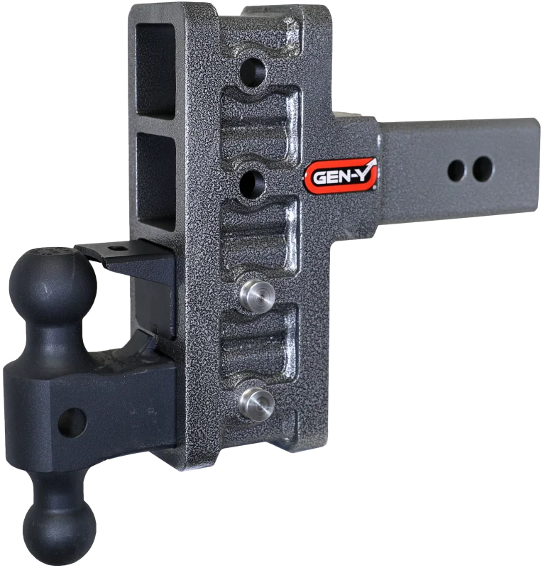Gen-Y Mega Duty 3in Shank 6in Offset Drop 32K Hitch w/GH-0161 Dual-Ball/GH-0162 Pintle Lock - Side View