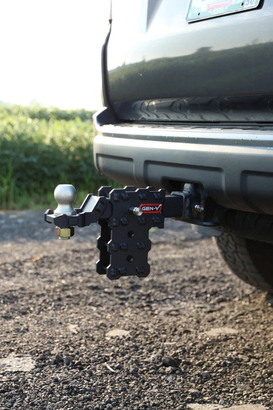 Gen-Y Phantom-X 2in Solid Shank 4.5in Drop 1K TW 10K Hitch w/GH-031 Dual-Ball Mount - Side View