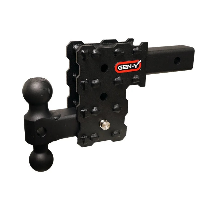 Gen-Y Phantom-X 2in Solid Shank 4.5in Drop 1K TW 10K Hitch w/GH-031 Dual-Ball Mount - Back View