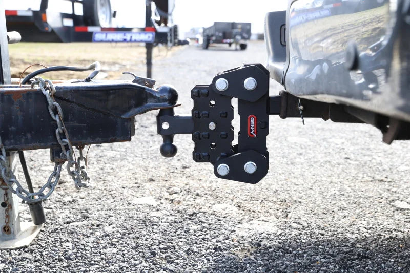 Gen-Y Phantom-XT 2in Solid Shank 4.25in Drop 1K TW 10K Hitch w/GH-031 Dual-Ball Mount - Side View
