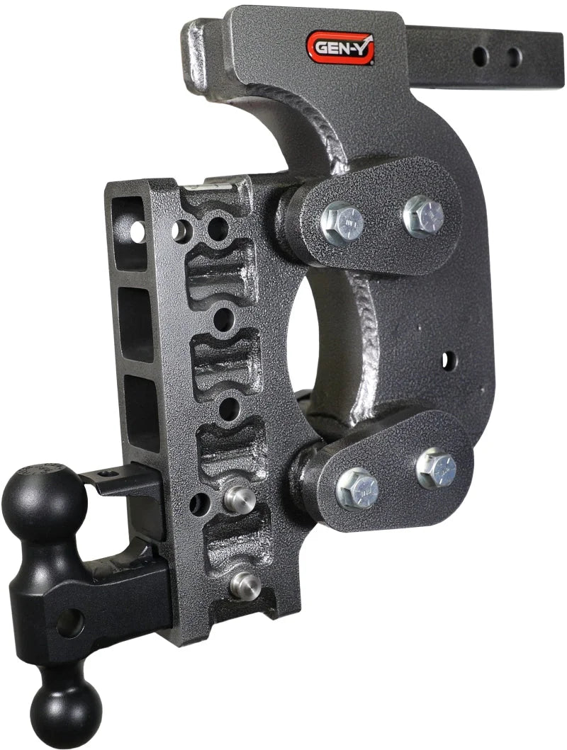 Gen-Y The Boss Torsion-Flex 2in Shank 15in Drop 16K Hitch w/GH-051 Dual-Ball/Pintle Lock/Stab Kit - Side View