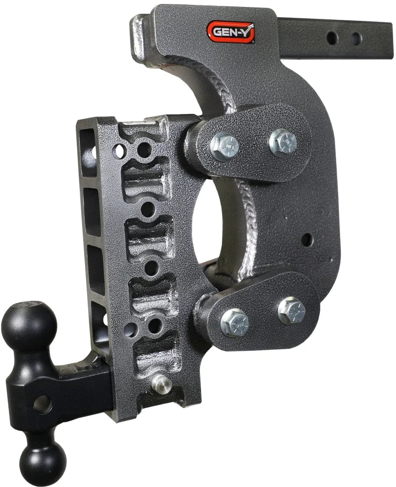 Gen-Y The Boss Torsion-Flex 2in Shank 15in Drop 16K Hitch w/GH-051 Dual-Ball/Stabilizer Kit - Side View