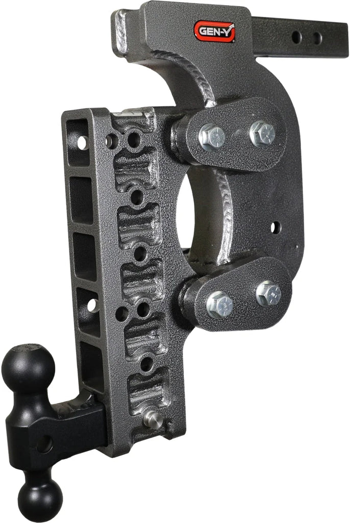 Gen-Y The Boss Torsion-Flex 2in Shank 17.5in Drop 16K Hitch w/GH-051 Dual-Ball/Stabilizer Kit - Side View