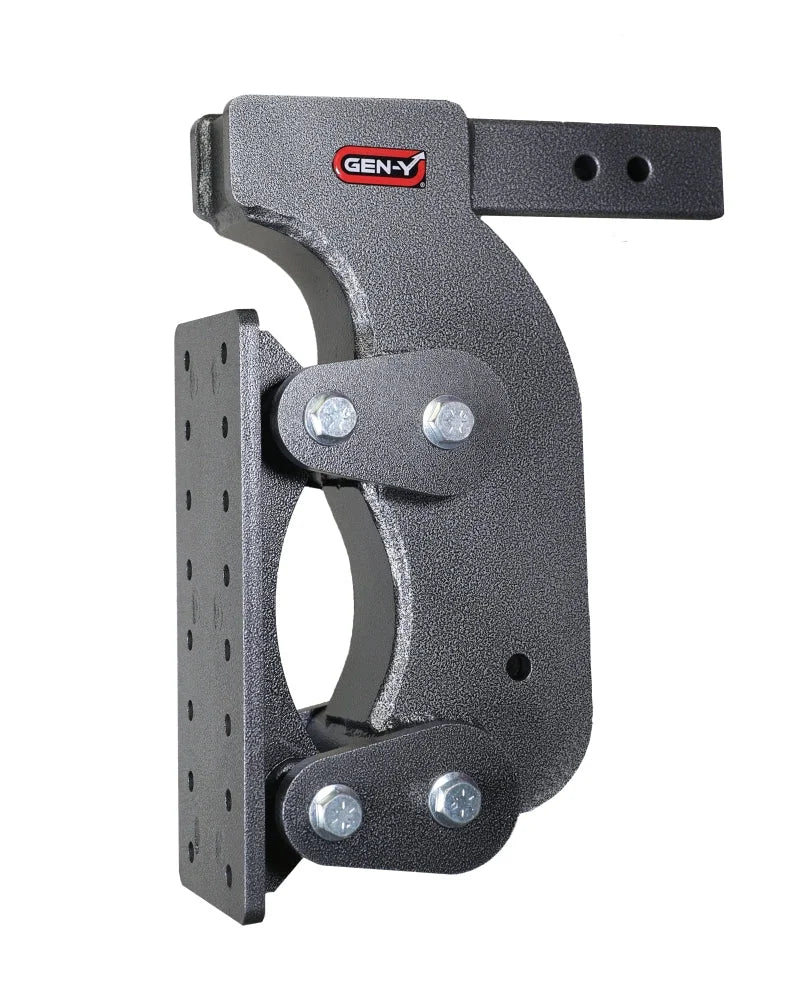Gen-Y The Boss Torsion-Flex Pintle Plate 2.5in Shank 15in Drop 21K Hitch w/GH-0100 Stabilizer Kit - Side View