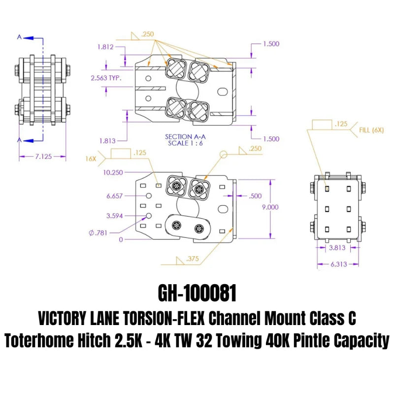 Gen-Y Victory Lane Torsion-Flex Channel Mount Class C Toterhome Hitch (2.5K-4K TW) - Additional View 5