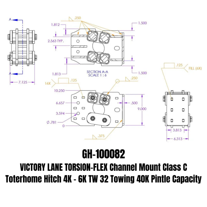Gen-Y Victory Lane Torsion-Flex Channel Mount Class C Toterhome Hitch (4K-6K TW) - Installation View