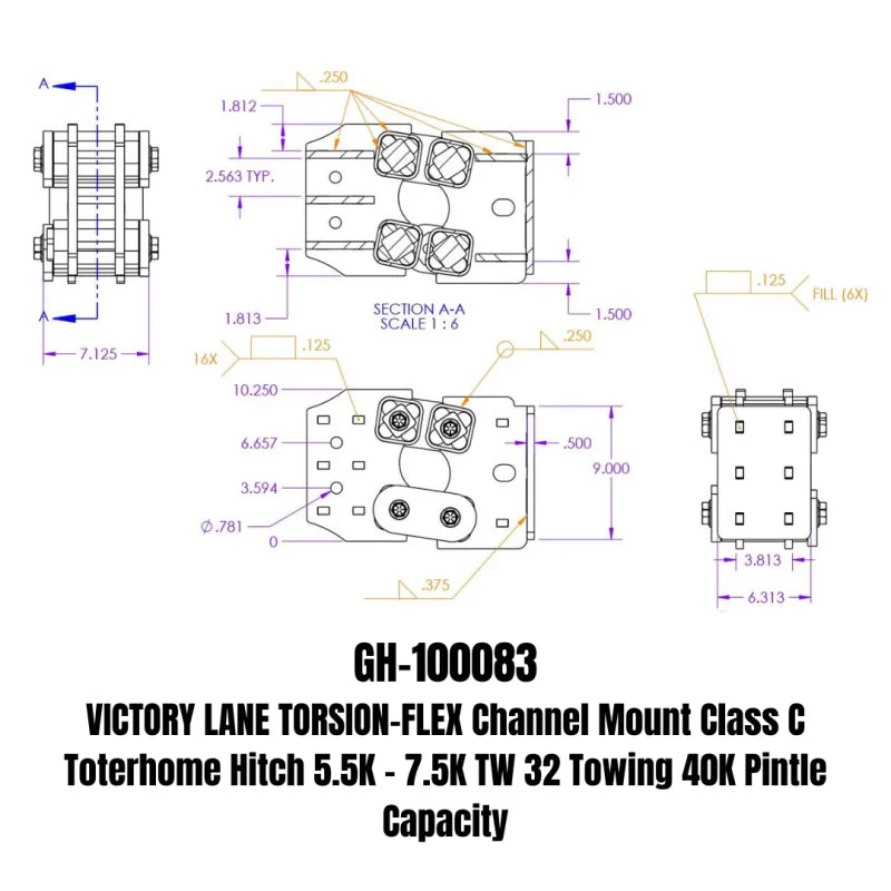 Gen-Y Victory Lane Torsion-Flex Channel Mount Class C Toterhome Hitch (5.5K-7.5K TW) - Additional View 5