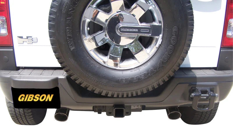Gibson 07-10 Hummer H3 Base 3.7L 2.5in Cat-Back Dual Split Exhaust - Aluminized - Back View