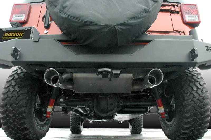 Gibson 07-17 Jeep Wrangler JK Rubicon 3.6L 2.5in Axle-Back Dual Split Exhaust - Aluminized - Additional View 5