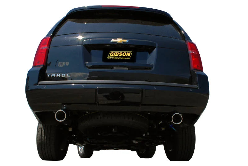 Gibson 10-19 Chevrolet Tahoe LS 5.3L 2.25in Cat-Back Dual Split Exhaust - Stainless - Back View