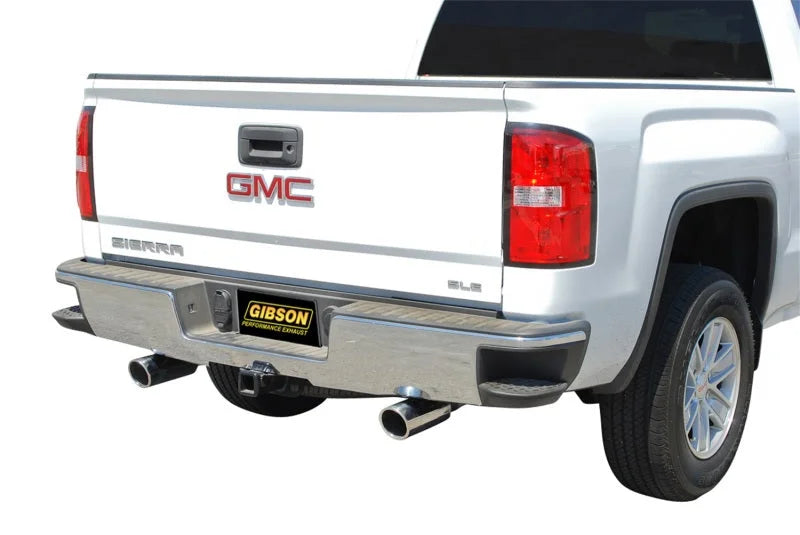 Gibson 14-18 GMC Sierra 1500 Base 5.3L 3in/2.25in Cat-Back Dual Split Exhaust - Stainless - Side View