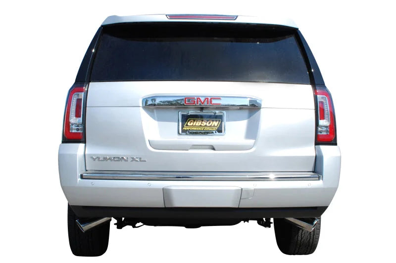 Gibson 14-19 Cadillac Escalade Base 6.2L 3.5in/2.25in Cat-Back Dual Extreme Exhaust - Aluminized - Back View