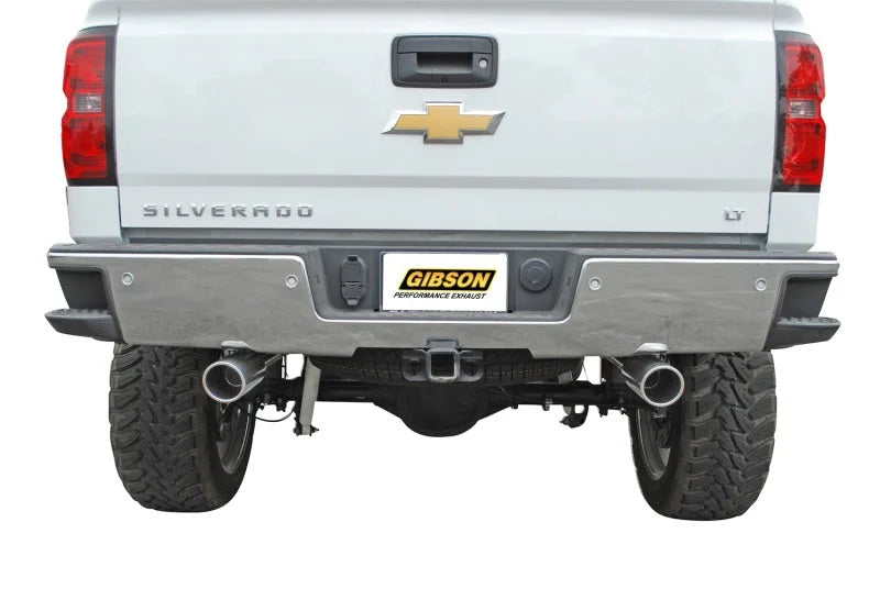 Gibson 15-18 Chevrolet Silverado 1500 LS 5.3L 3in/2.25in Cat-Back Dual Split Exhaust - Aluminized - Side View