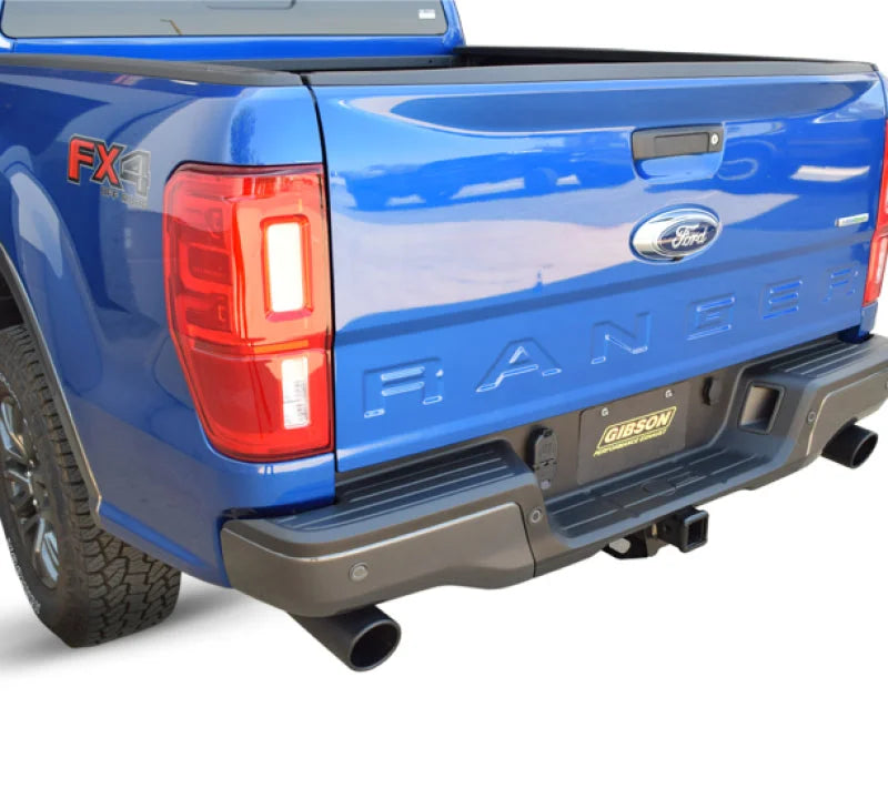 Gibson 19-22 Ford Ranger Lariat 2.3L 2.5in Cat-Back Dual Sport Exhaust - Black Elite - Back View