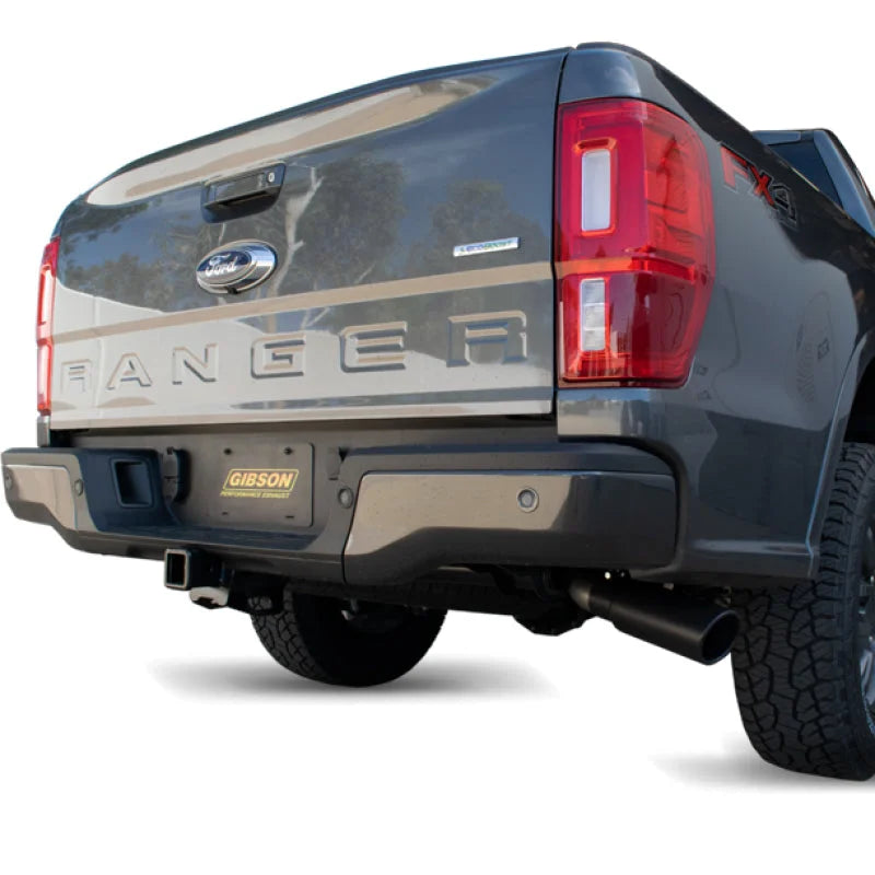 Gibson 19-22 Ford Ranger Lariat 2.3L 3in Cat-Back Single Exhaust - Black Elite - Back View