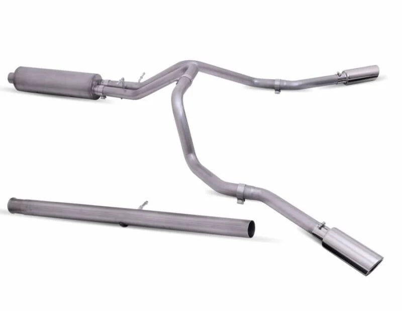 Gibson 19-23 Silverado/GMC Sierra 1500 5.3L Crew Cab Cat-Back Dual Extreme Exhaust - Side View