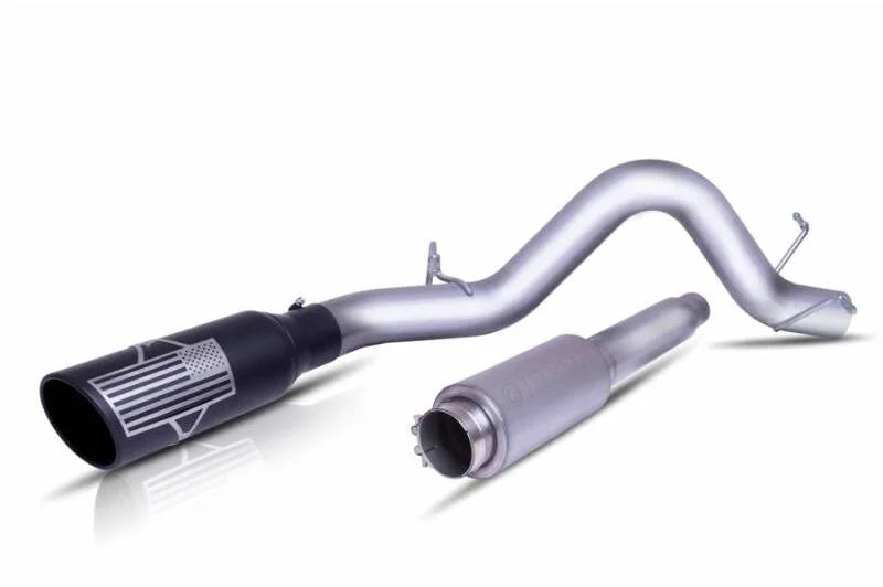 Gibson 20-21 Ford F250/F350 SD Crew Cab (Long Bed) 7.3L Cat-Back Exhaust - Patriot Flag Series - Side View