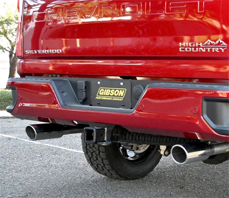 Gibson 20-22 Silverado/GMC Sierra 2500 HD 6.6L Crew Cab (Long Bed) Cat-Back Dual Split Exhaust - Side View