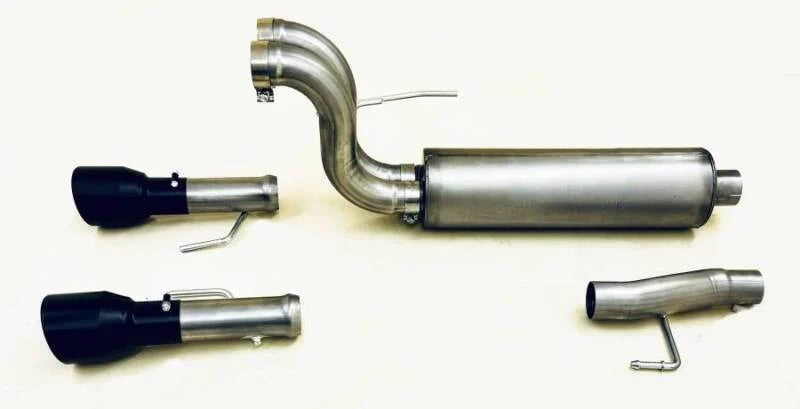 Gibson 2024 Ford F150 5.0L Black Elite Stainless Steel Split Rear Exhaust - Side View
