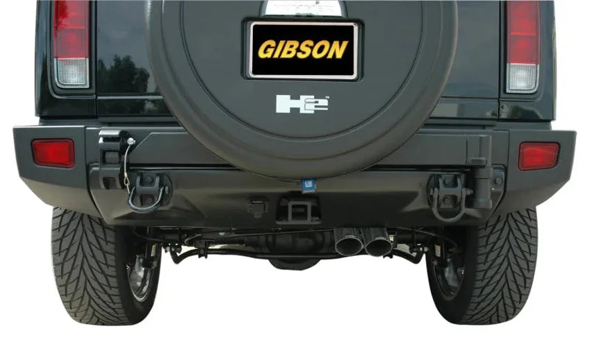 Gibson 08-09 Hummer H2 Base 6.2L 2.25in Cat-Back Dual Sport Exhaust - Stainless - Side View