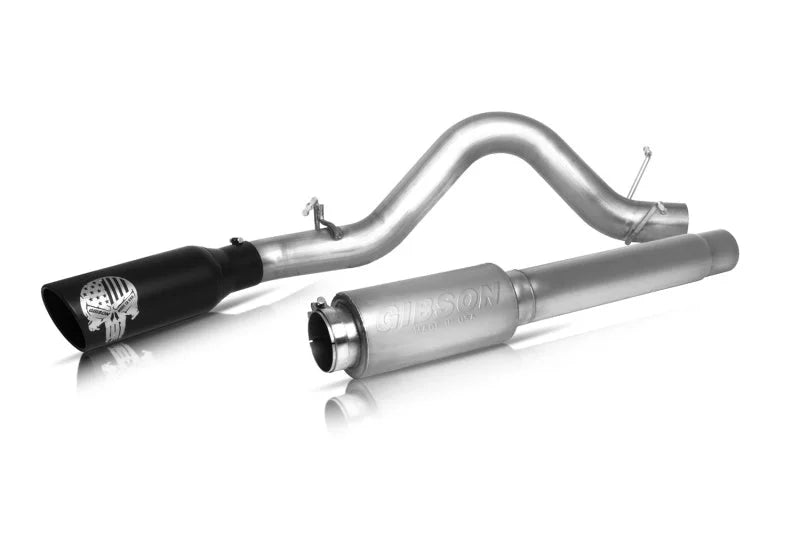 Gibson 4in Patriot Skull Series Cat-Back Single Exhaust - Stainless fits 2007-2021 Toyota Tundra SR5 5.7L - Back View