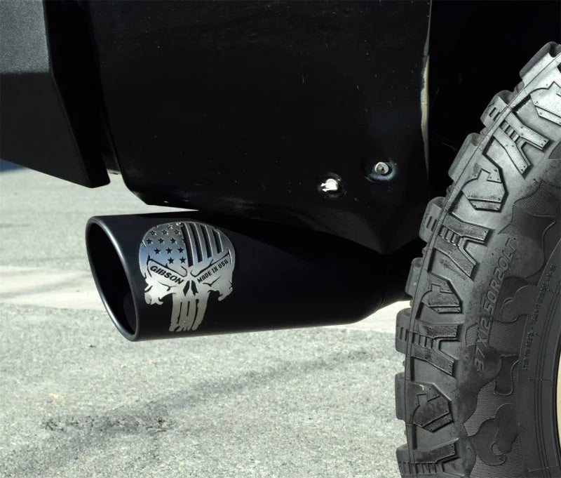 Gibson 4in Patriot Skull Series Cat-Back Single Exhaust - Stainless fits 2007-2021 Toyota Tundra SR5 5.7L - Installation View