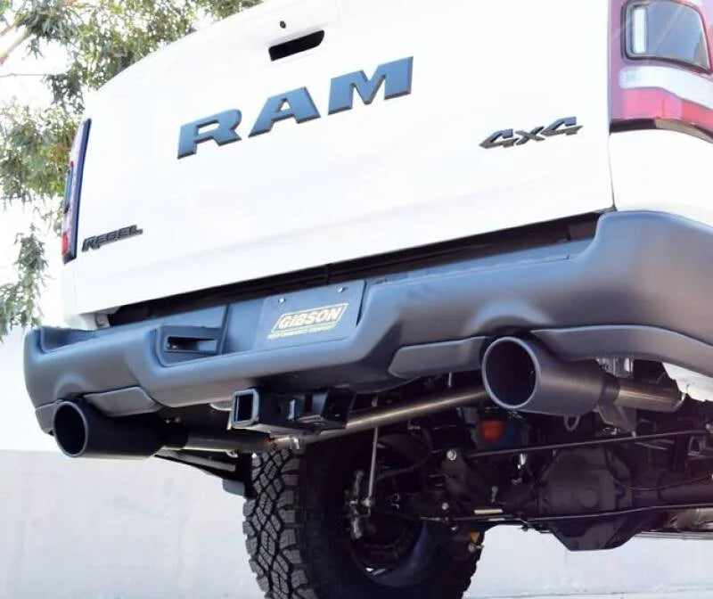 Gibson Black Ceramic Rolled Edge Angle Exhaust Tip for 09-22 Ram 1500 Factory Dual Exhaust - Back View