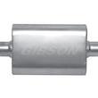 Load image into Gallery viewer, Gibson MWA Superflow Center/Center Oval Muffler - 4x9x14in/2.5in Inlet/2.5in Outlet - Stainless - Detail View