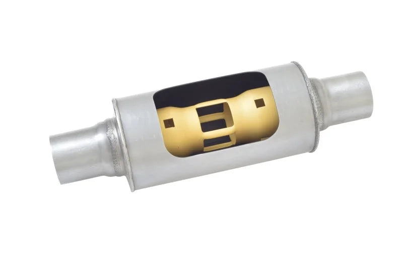 Gibson MWA Superflow Center/Center Round Muffler - 5x10in/3in Inlet/3in Outlet - Stainless - Detail View