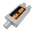 Load image into Gallery viewer, Gibson MWA Superflow Center/Dual Oval Muffler - 4x9x14in/3in Inlet/3in Outlet - Stainless - Detail View