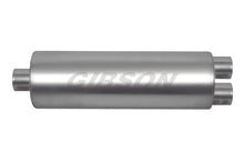Load image into Gallery viewer, Gibson SFT Superflow Center/Dual Round Muffler - 8x24in/3.5in Inlet/3in Outlet - Stainless - Main Product View