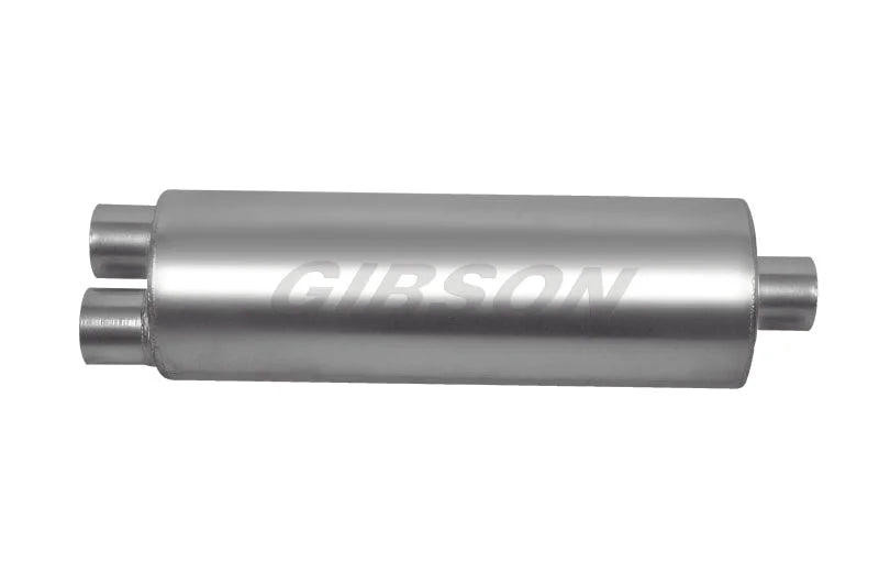Gibson SFT Superflow Dual/Offset Round Muffler - 8x24in/2.5in Inlet/3in Outlet - Stainless - Main Product View