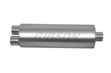 Load image into Gallery viewer, Gibson SFT Superflow Dual/Offset Round Muffler - 8x24in/2.5in Inlet/3in Outlet - Stainless - Main Product View