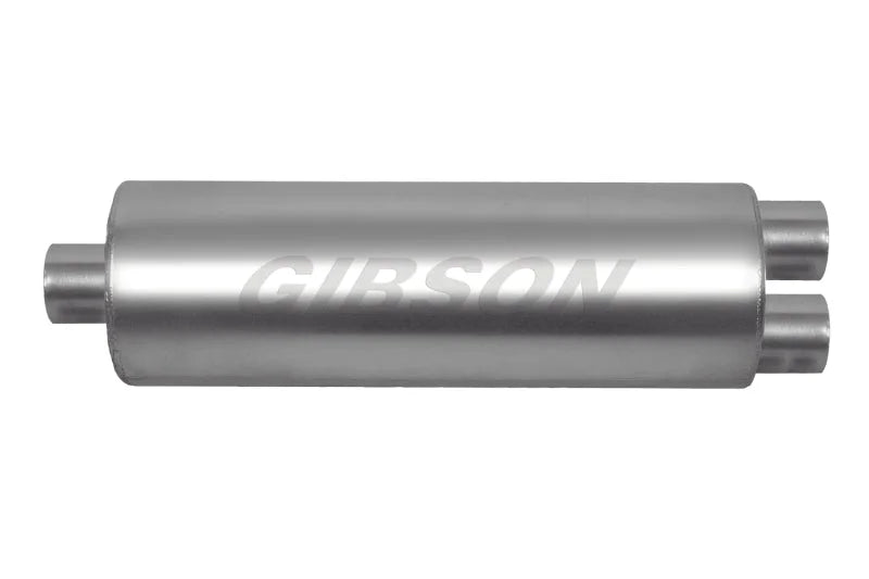 Gibson SFT Superflow Offset/Dual Round Muffler - 8x24in/3in Inlet/2.25in Outlet - Stainless - Main Product View