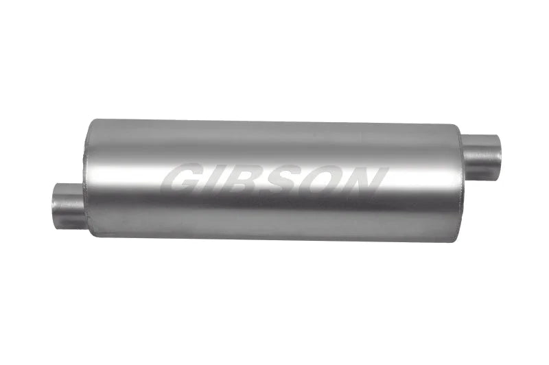Gibson SFT Superflow Offset/Offset Round Muffler - 6x19in/2.5in Inlet/2.5in Outlet - Stainless - Main Product View