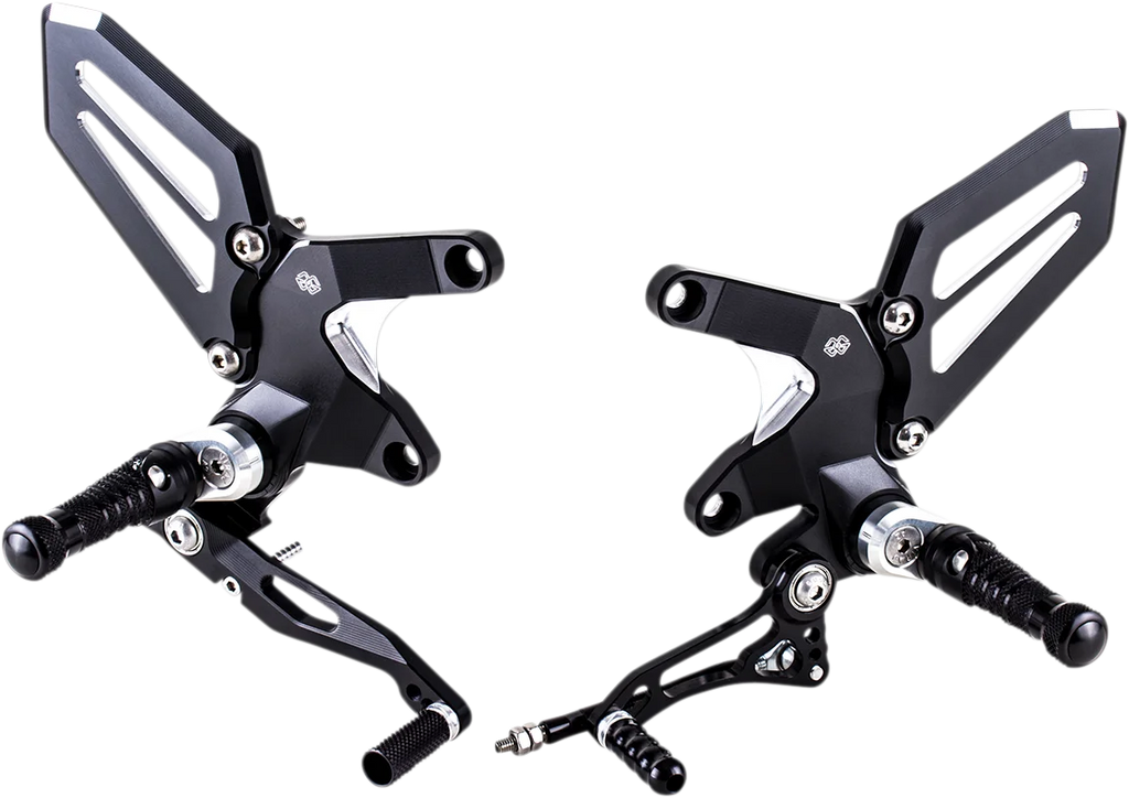 Gilles Tooling Adjustable Rearset - Black/Silver - Kawasaki RCT10GT-K02-BS - Main Product View