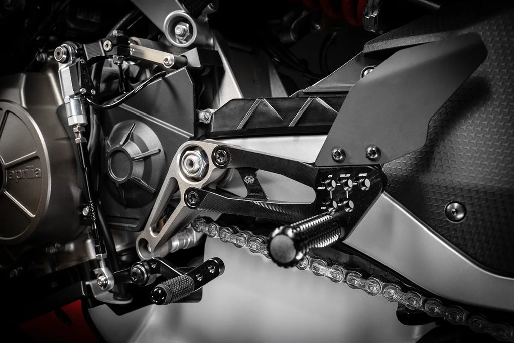 Gilles Tooling FXR Rearset - Black - Aprilia FXR-A03-B - Back View